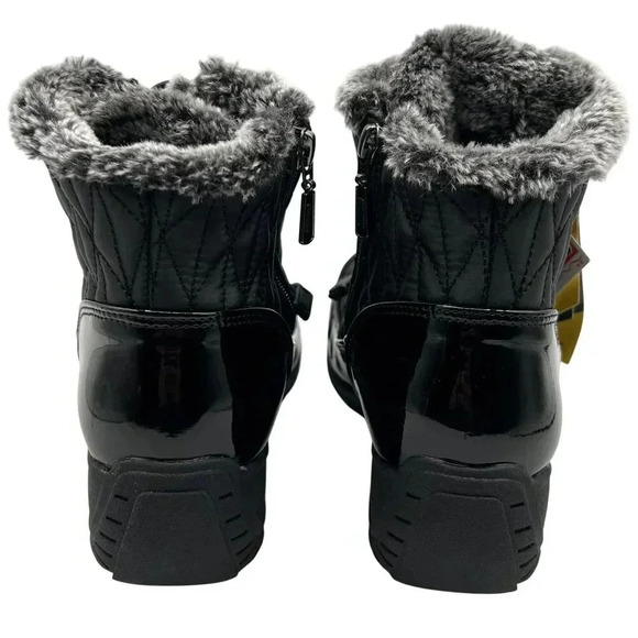 Khombu NWT Womens 8W Black Quilted Winter Boots Faux Fur Lining K Comfort - Picture 4 of 16